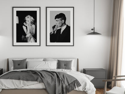 Peaky Blinders Tommy Shelby Black and White Poster Vintage Movie Wall Art Digital Download