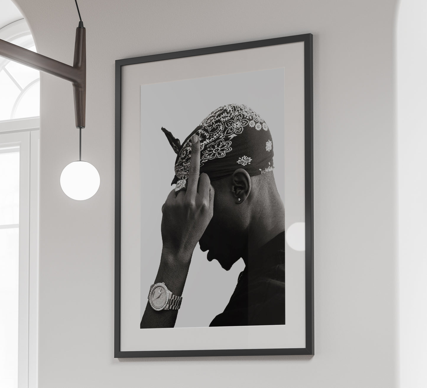 Tupac 2Pac Middle Finger Poster, Black and White Rap Print & Hip Hop Wall Art, Music Studio Decor, Printable Retro Wall Art, Digital Download