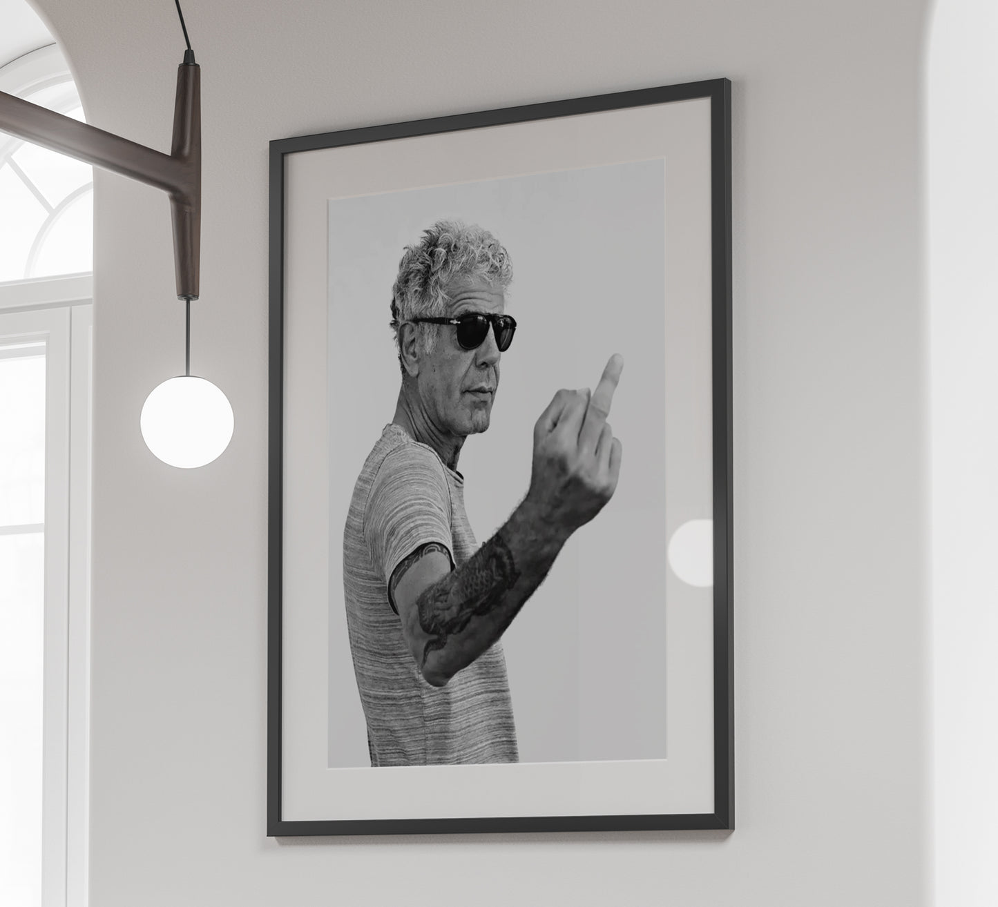 Anthony Bourdain Middle Finger Poster – Black and White Wall Art Digital Download