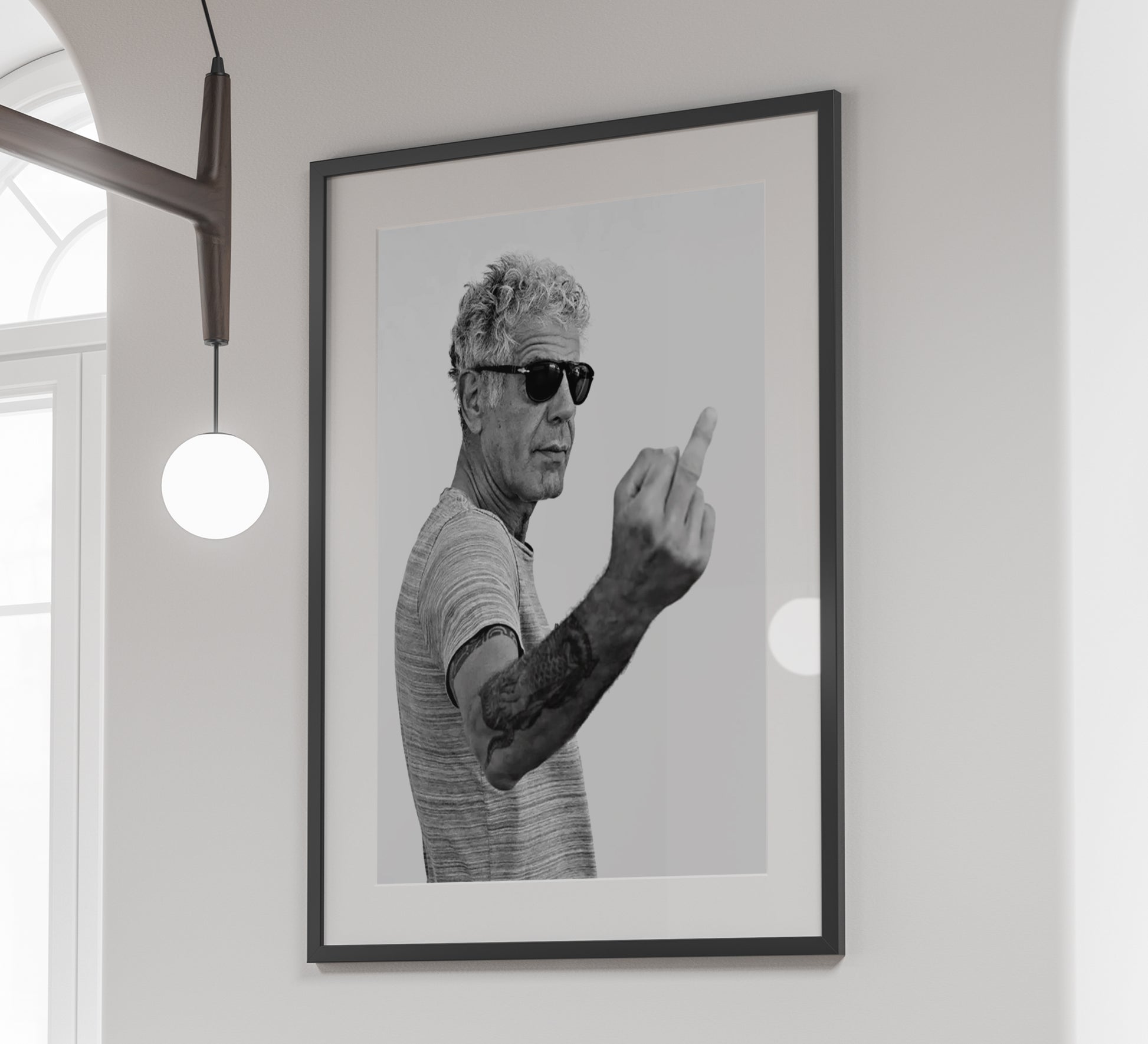 Anthony Bourdain Middle Finger Poster – Black and White Wall Art Digital Download