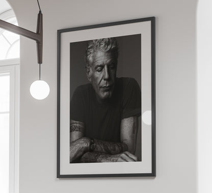 Vintage Anthony Bourdain Poster – Black and White Kitchen Wall Art Digital Download