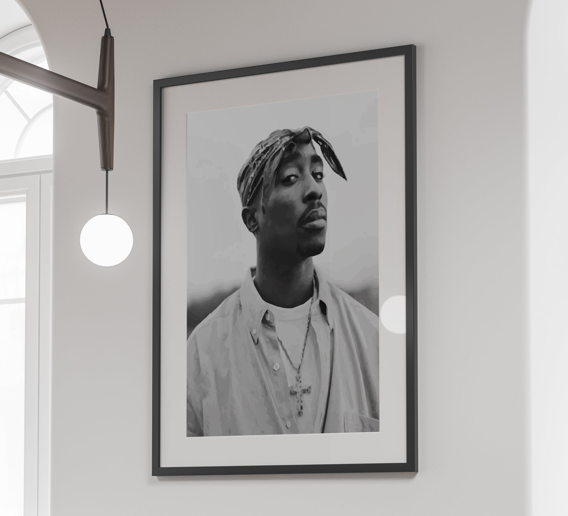 Vintage Tupac 2Pac Poster, Black and White Rap Print & Hip Hop Wall Art, Music Studio Decor, Printable Retro Wall Art, Digital Download
