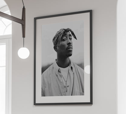 Vintage Tupac 2Pac Poster, Black and White Rap Print & Hip Hop Wall Art, Music Studio Decor, Printable Retro Wall Art, Digital Download