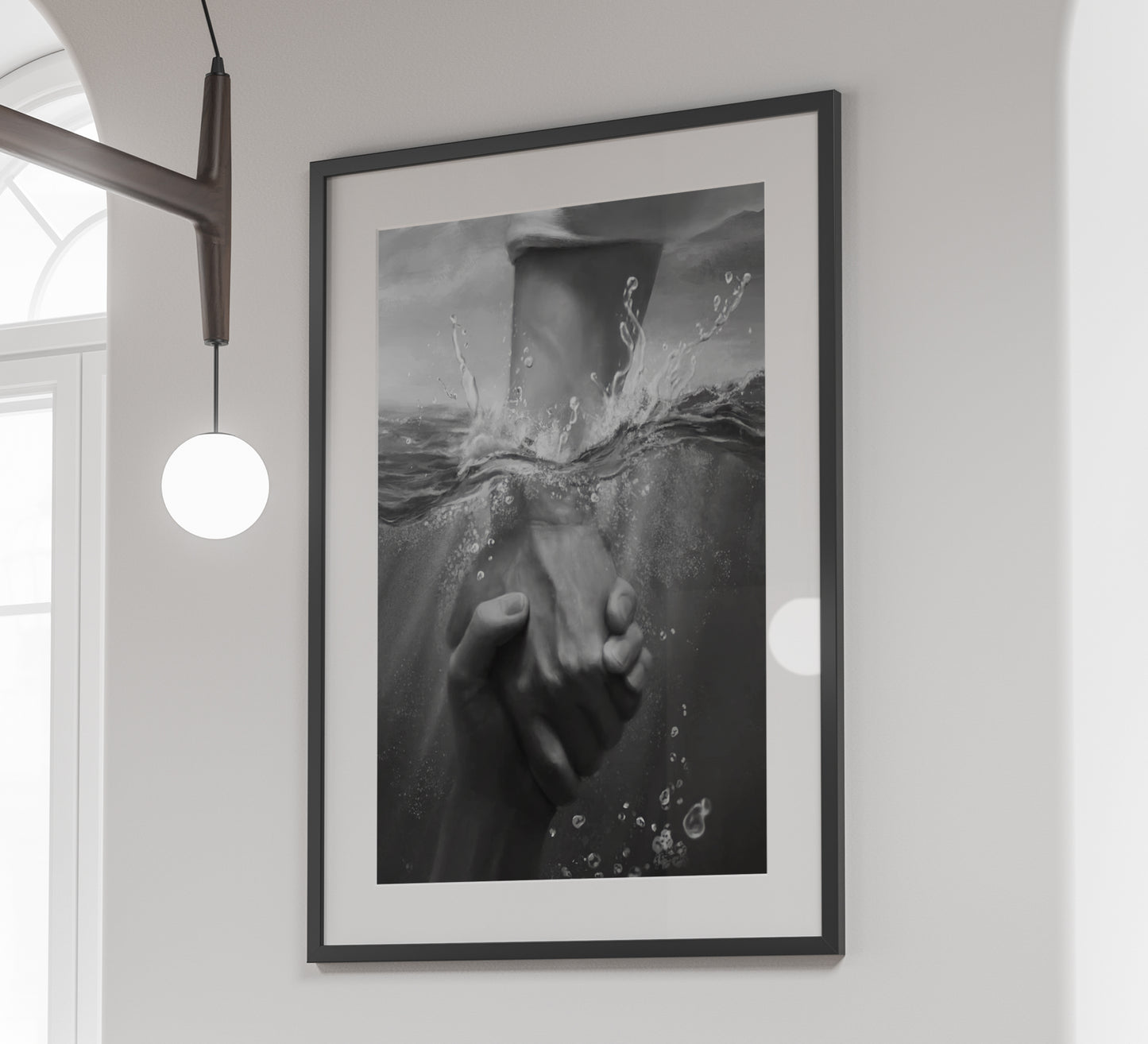 Jesus Hand Poster Black and White Christian Faith Religious Wall Art Digital Download