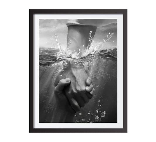 Jesus Hand Poster Black and White Christian Faith Religious Wall Art Digital Download