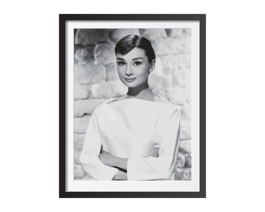 Audrey Hepburn Black and White Poster – Vintage Fashion Photography & Retro Wall Art, Old Hollywood Decor, Digital Download