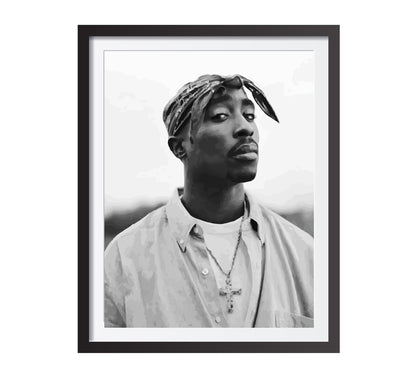 Vintage Tupac 2Pac Poster, Black and White Rap Print & Hip Hop Wall Art, Music Studio Decor, Printable Retro Wall Art, Digital Download