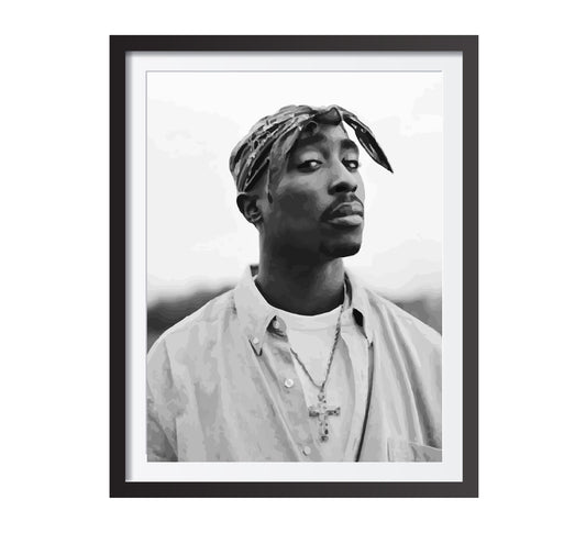 Vintage Tupac 2Pac Poster, Black and White Rap Print & Hip Hop Wall Art, Music Studio Decor, Printable Retro Wall Art, Digital Download