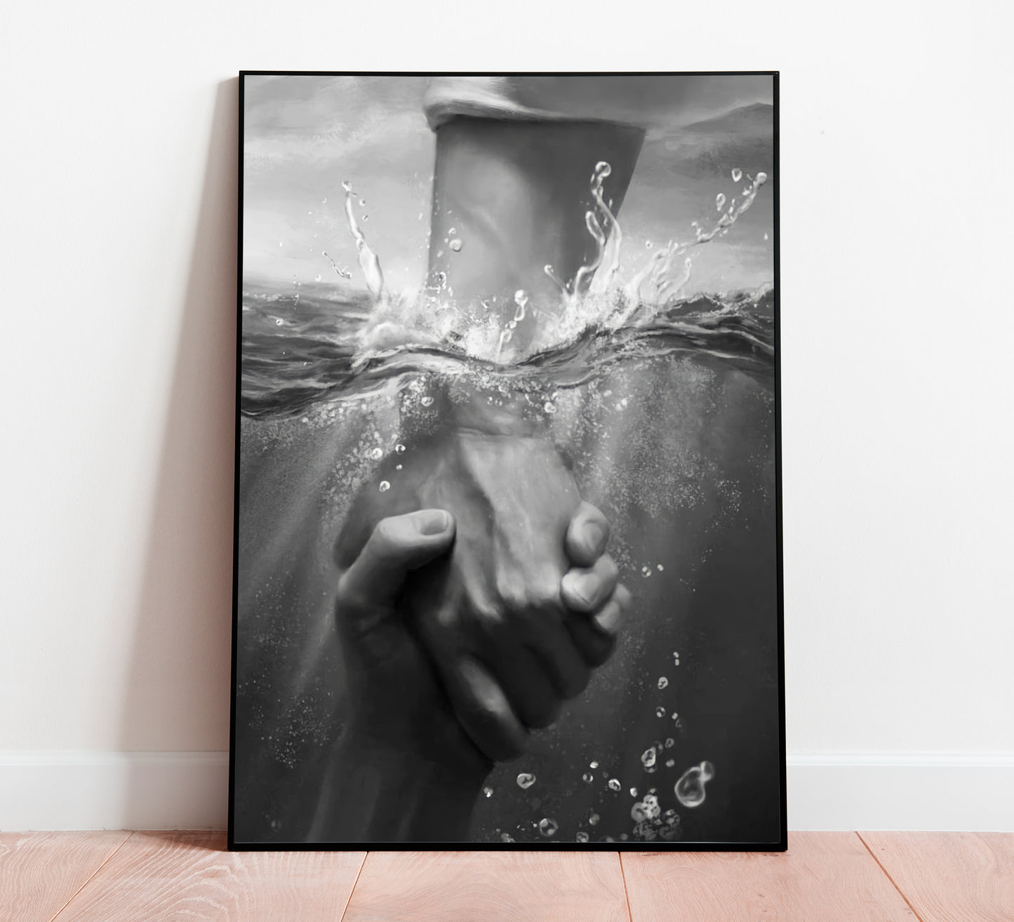 Jesus Hand Poster Black and White Christian Faith Religious Wall Art Digital Download