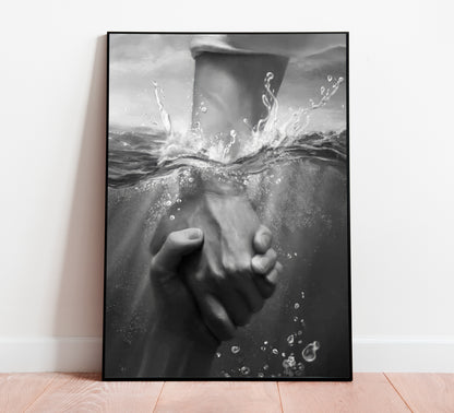 Jesus Hand Poster Black and White Christian Faith Religious Wall Art Digital Download