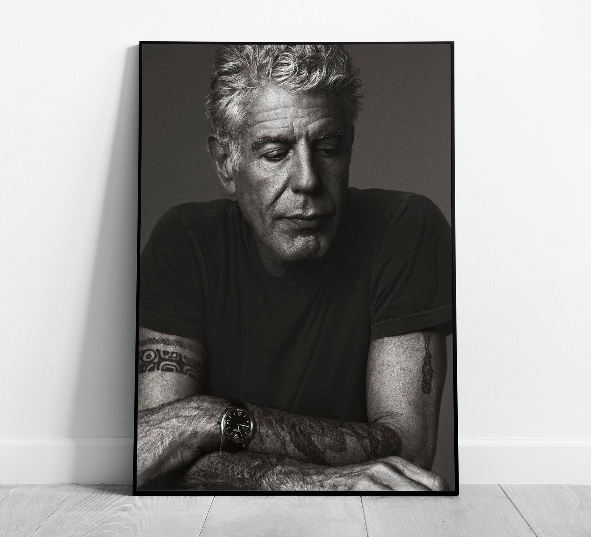 Vintage Anthony Bourdain Poster – Black and White Kitchen Wall Art Digital Download