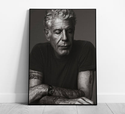 Vintage Anthony Bourdain Poster – Black and White Kitchen Wall Art Digital Download