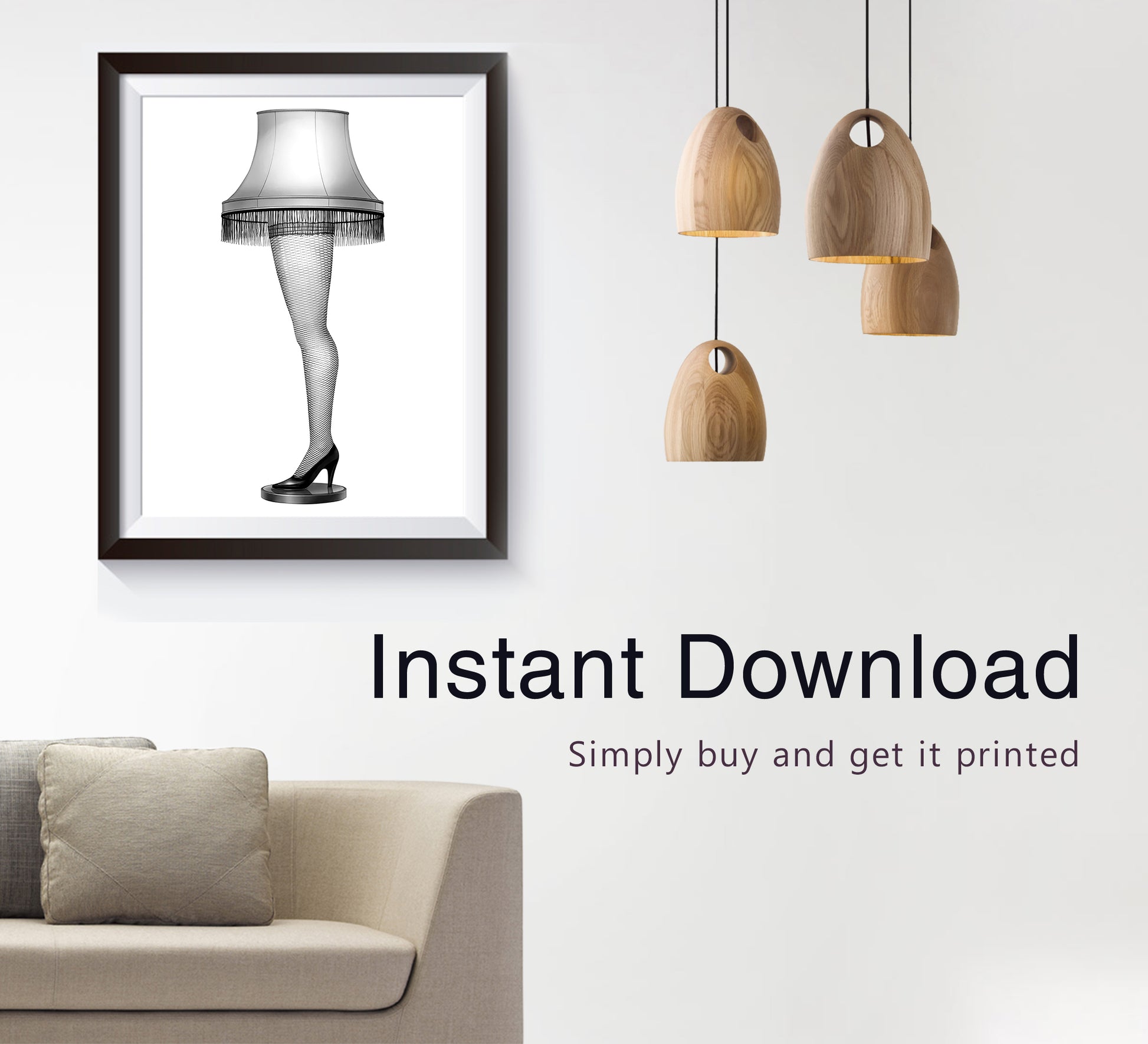A Christmas Story Leg Lamp Poster Funny Classic Holiday Movie Wall Art Digital Download