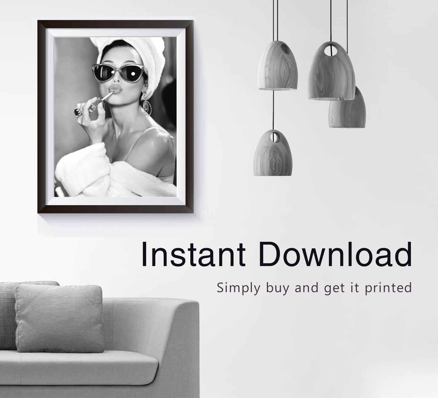 Vintage Audrey hepburn Lipstick Print, Black and White, Fashion Photography, Retro Wall Art, Makeup Poster, Old Hollywood Decor, Digital Download