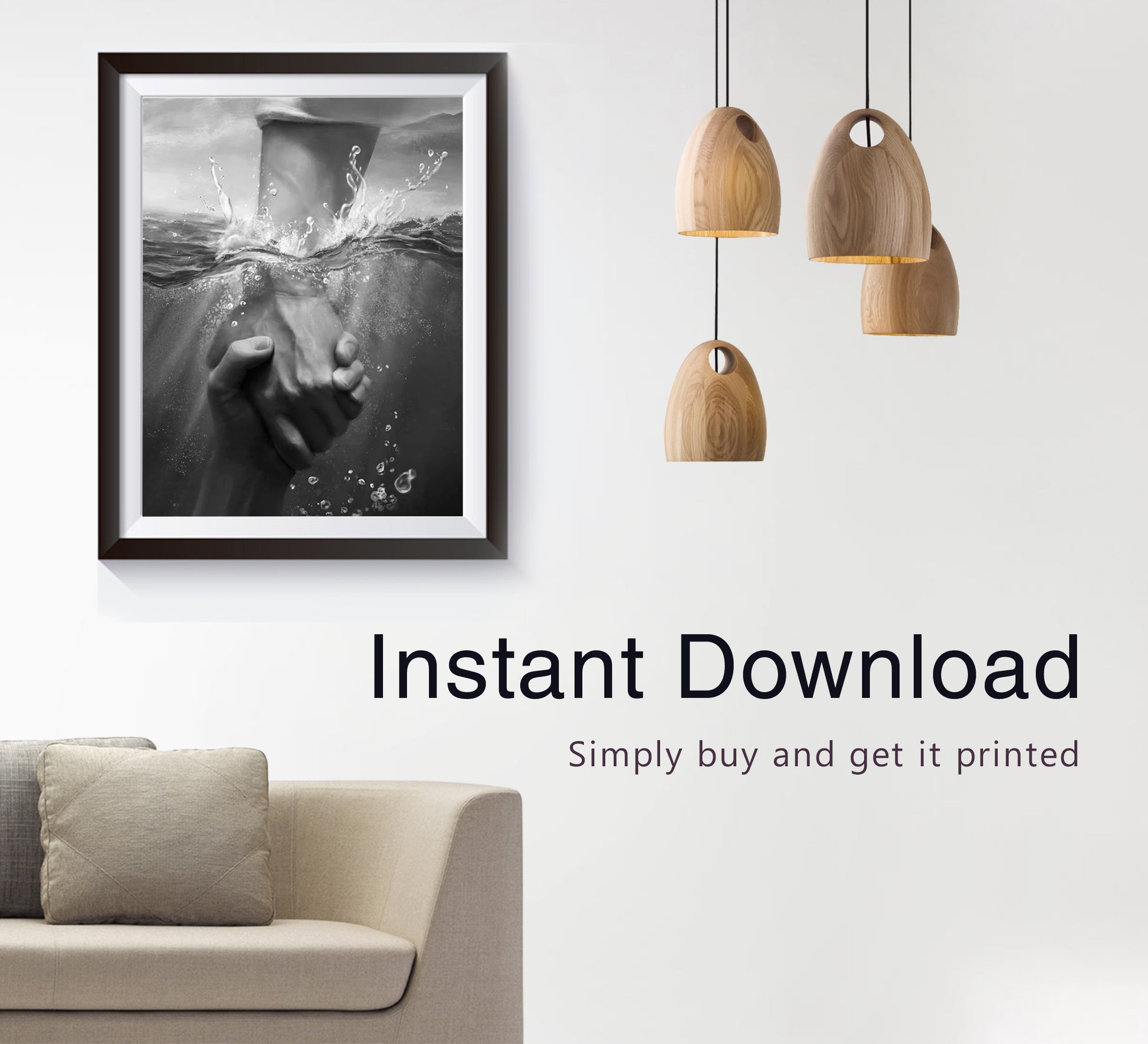 Jesus Hand Poster Black and White Christian Faith Religious Wall Art Digital Download
