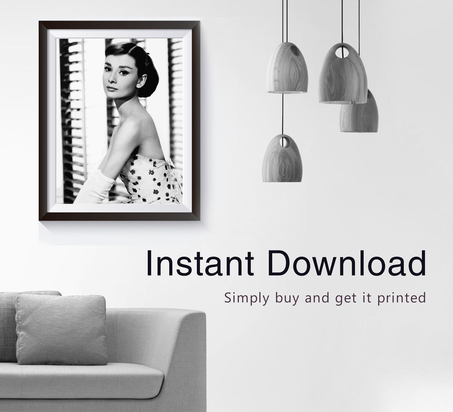 Black and White Audrey Hpeburn Poster, Vintage Photography, Fashion Print, Retro Wall Art, Old Hollywood Decor, Digital Download