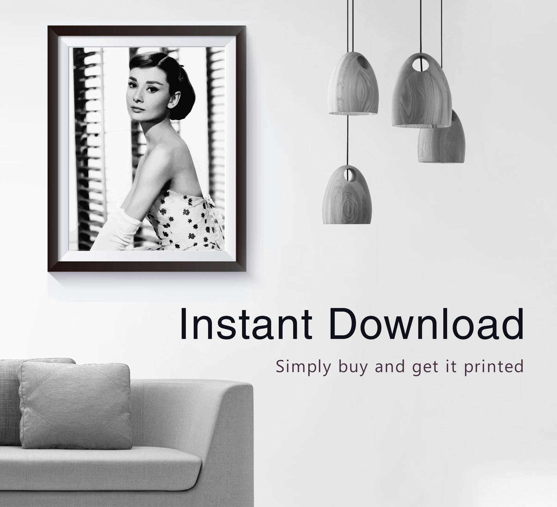 Black and White Audrey Hpeburn Poster, Vintage Photography, Fashion Print, Retro Wall Art, Old Hollywood Decor, Digital Download