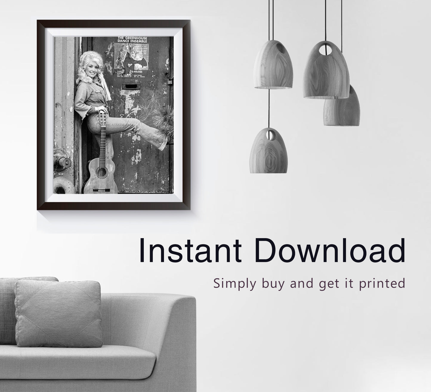 Vintage Dolly Parton Black & White Poster – Vintage Fashion Wall Art - Digital Download