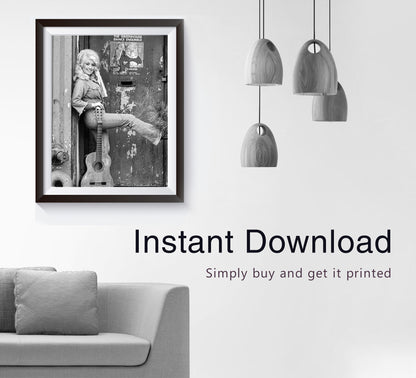 Vintage Dolly Parton Black & White Poster – Vintage Fashion Wall Art - Digital Download
