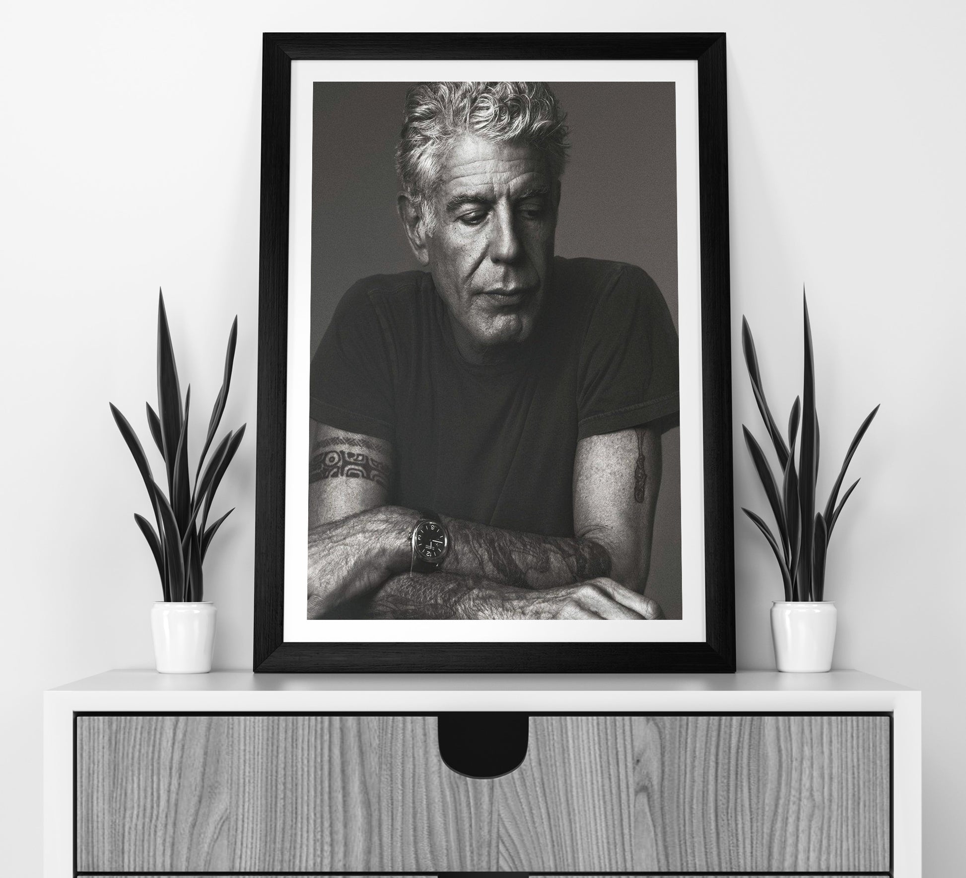 Vintage Anthony Bourdain Poster – Black and White Kitchen Wall Art Digital Download