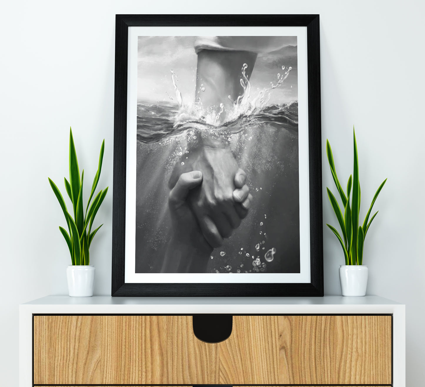 Jesus Hand Poster Black and White Christian Faith Religious Wall Art Digital Download
