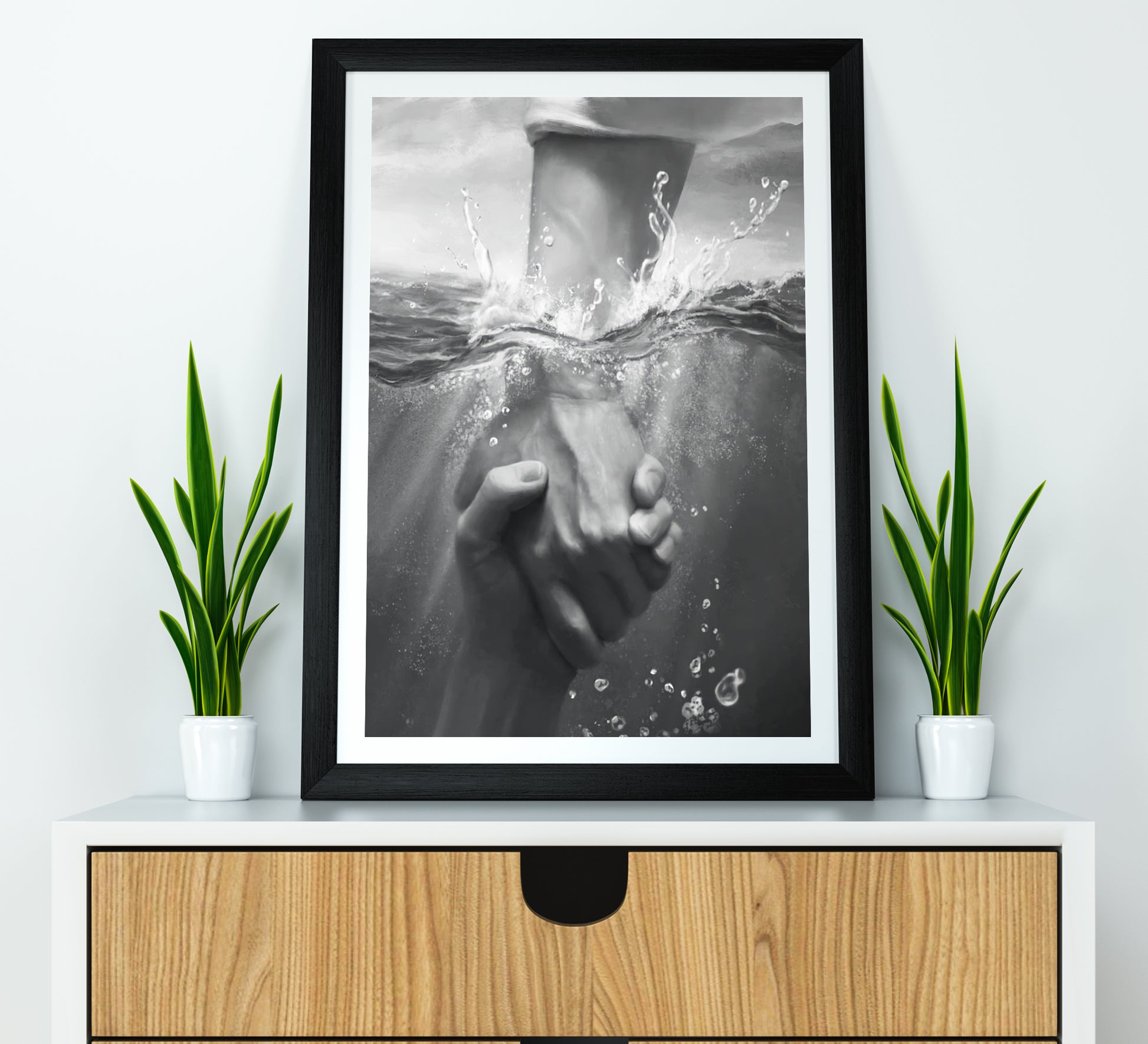 Jesus Hand Poster Black and White Christian Faith Religious Wall Art Digital Download