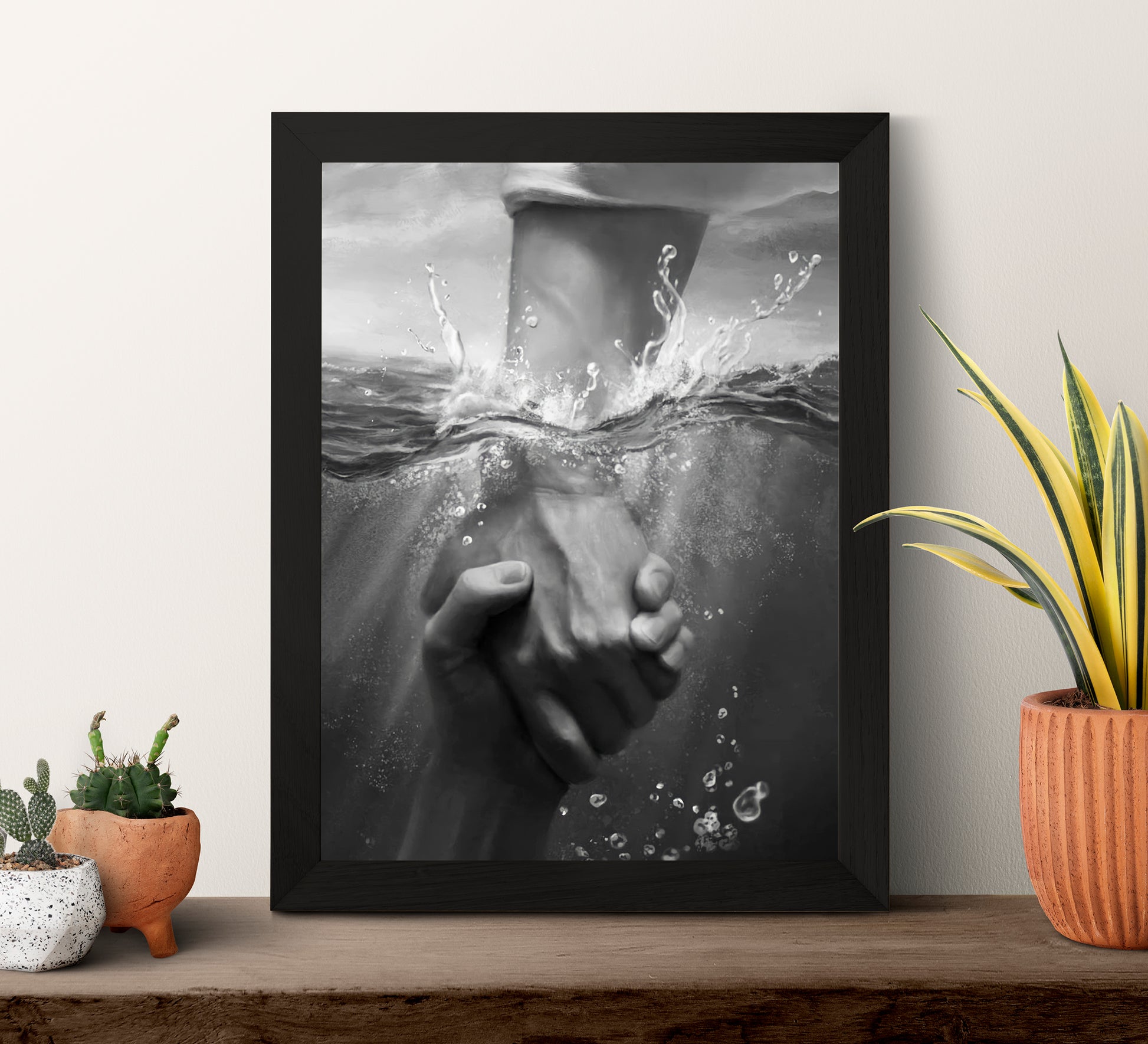 Jesus Hand Poster Black and White Christian Faith Religious Wall Art Digital Download