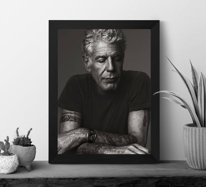 Vintage Anthony Bourdain Poster – Black and White Kitchen Wall Art Digital Download