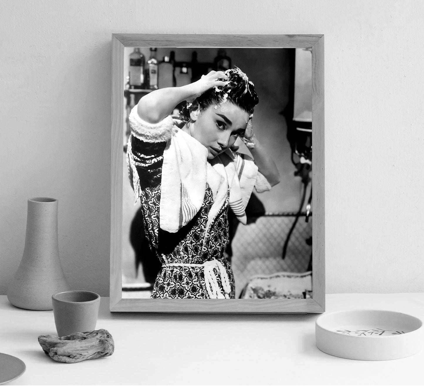 Audrey Hepburn Washing Hair Poster – Classic Hollywood Print