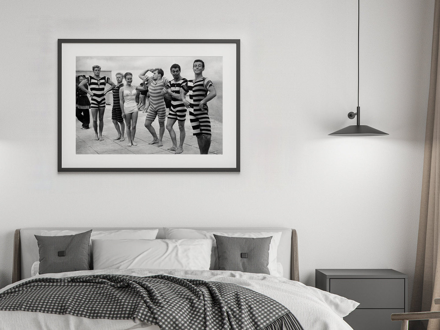 Funny Boys in Swimsuit on Beach Print, Black and White, Fashion Wall Art, Vintage Photo, Summer Poster, Beach House Decor, Digital Download