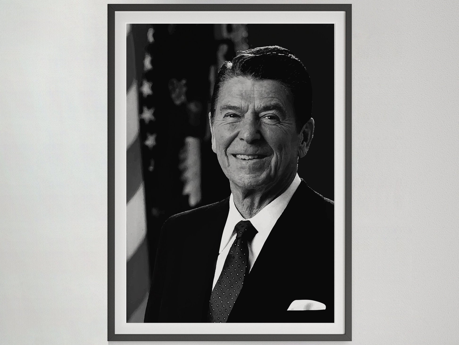 President Ronald Reagan Poster – Black and White Vintage Political Wall Art Digital Download