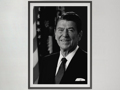 President Ronald Reagan Poster – Black and White Vintage Political Wall Art Digital Download