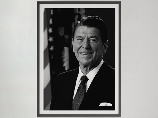 President Ronald Reagan Poster – Black and White Vintage Political Wall Art Digital Download