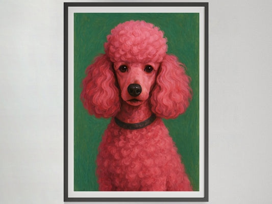 Pink Poodle Dog Print, Funny Animal Wall Art, Digital Download, Modern Kids Bedroom Decor, Girly Wall Art, Colorful Print, Dorm Room Decor