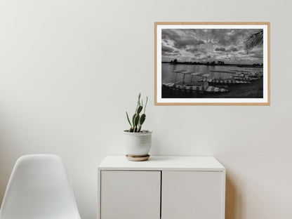 boat on the side beach poster luxury fashion print black and white vintage beach photography seaboard canvas wall art digital download printable wall art poster, digital download