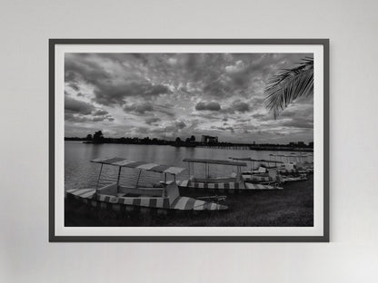 boat on the side beach poster luxury fashion print black and white vintage beach photography seaboard canvas wall art digital download printable wall art poster, digital download