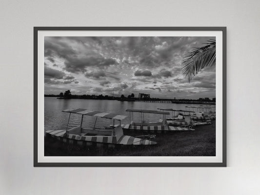 boat on the side beach poster luxury fashion print black and white vintage beach photography seaboard canvas wall art digital download printable wall art poster, digital download