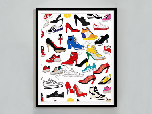 sneakers and heels print hypebeast luxury decor sneakerhead print sneaker wall art fashion photography y2k room decor digital download printable wall art poster, digital download