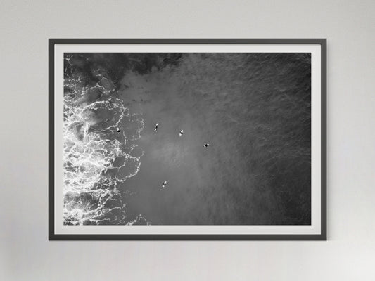 Vintage Surfing Poster Coastal Wall Art Digital Download Black and White Ocean Print Sea Beach Photography Summer Poster Beachy Room Decor