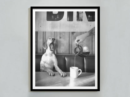 Coffee for Dogs Print, Black and White, Vintage Photography, Funny Kitchen Wall Art, Dining Room Decor, Digital Download, Coffee Shop Decor