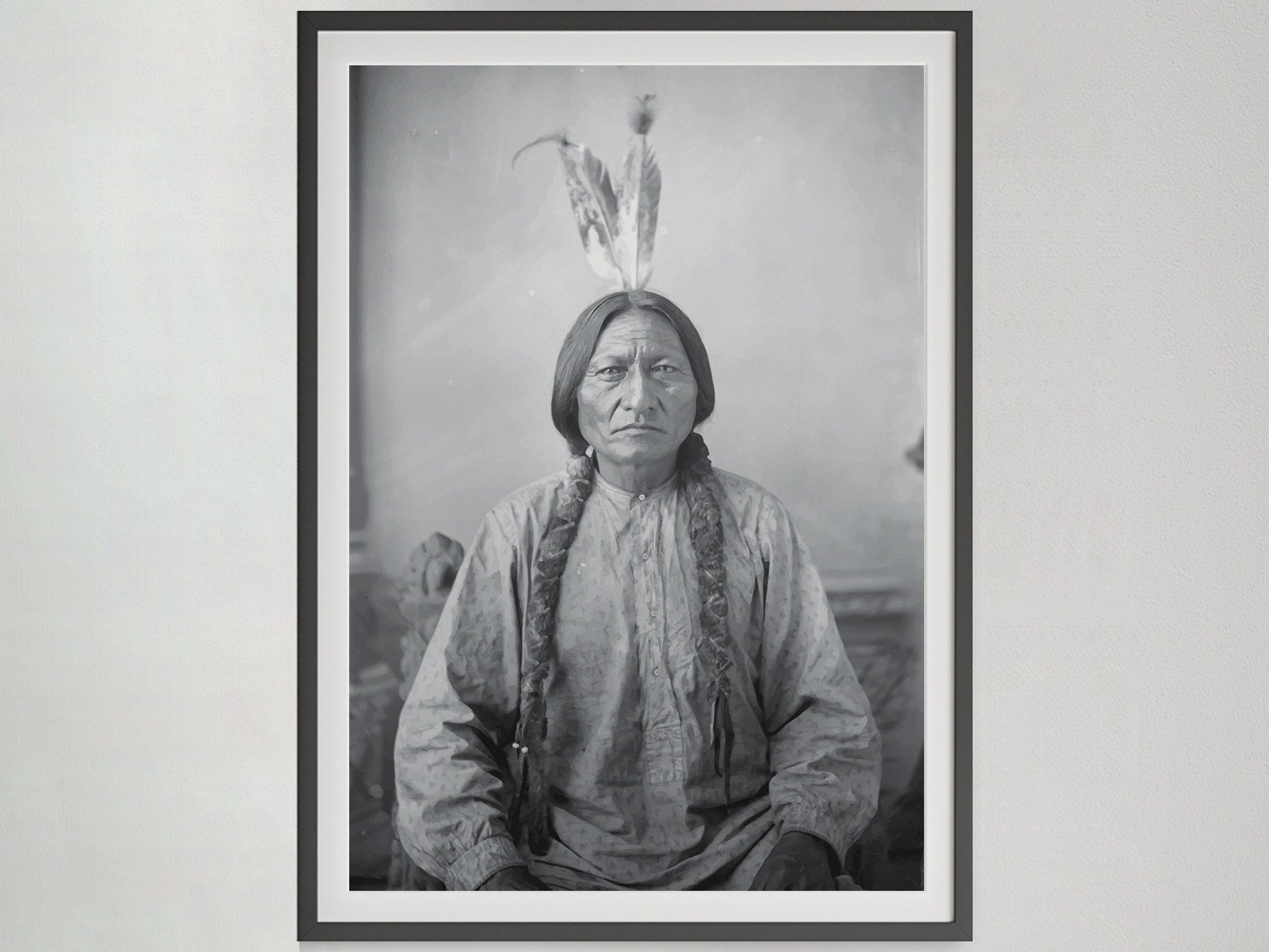Sitting Bull Poster – Black and White Native American Wall Art, Vintage History Print, Indigenous Warrior Digital Download