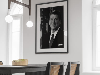 President Ronald Reagan Poster – Black and White Vintage Political Wall Art Digital Download