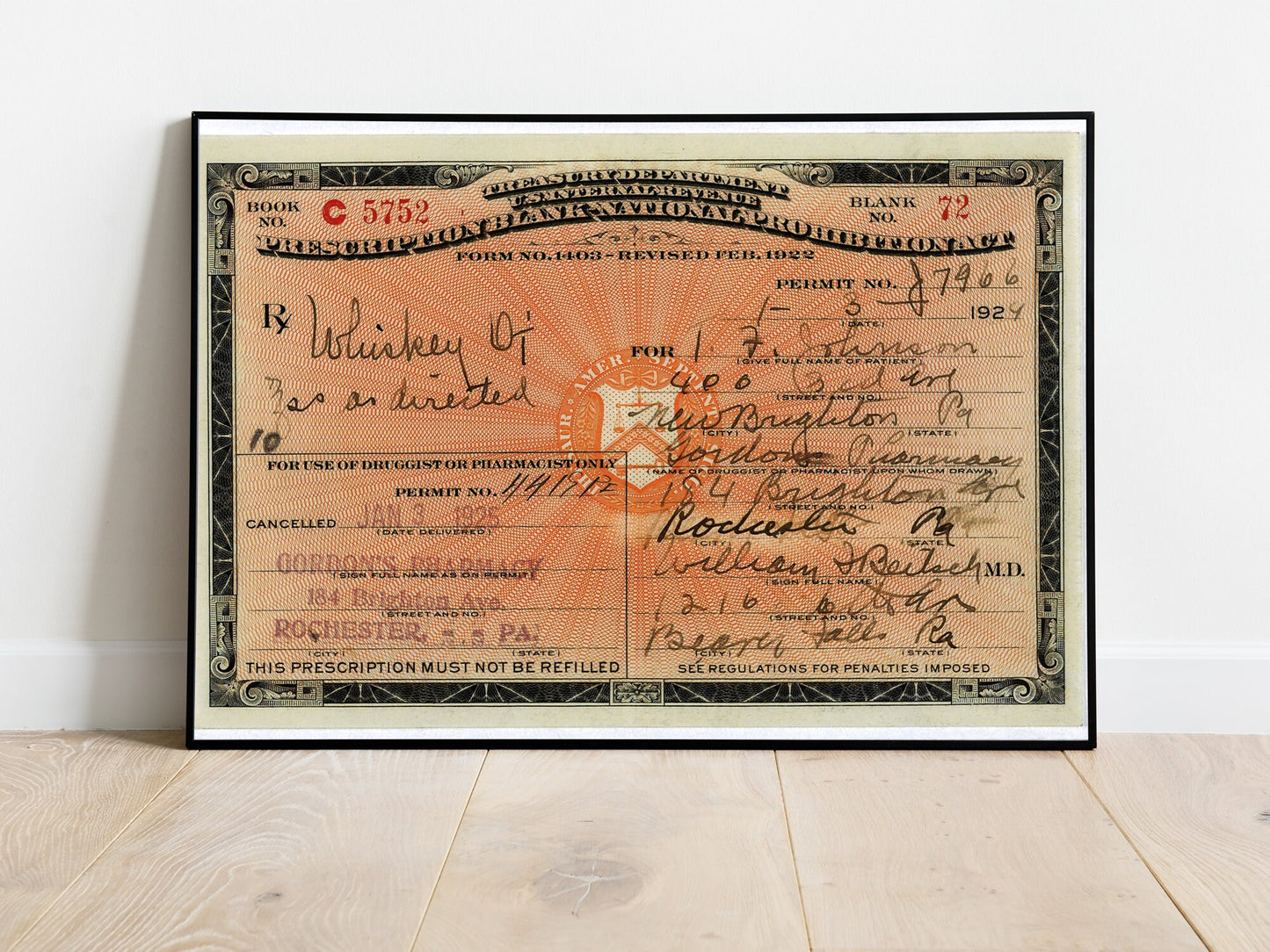 Prohibition Whisky Prescription Poster – Vintage Photo Print, Bar Cart Wall Art, 1920s Rustic Liquor Decor, Digital Download