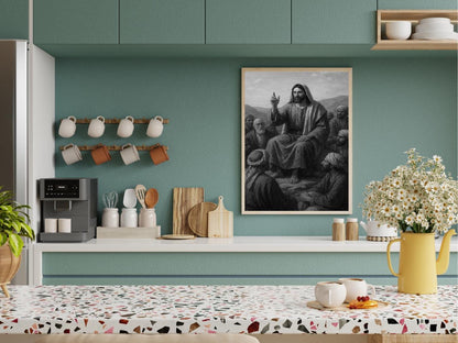 jesus teaching print bible scene poster christian wall art lds jesus portrait scripture inspired art faith decor digital download printable wall art poster, digital download
