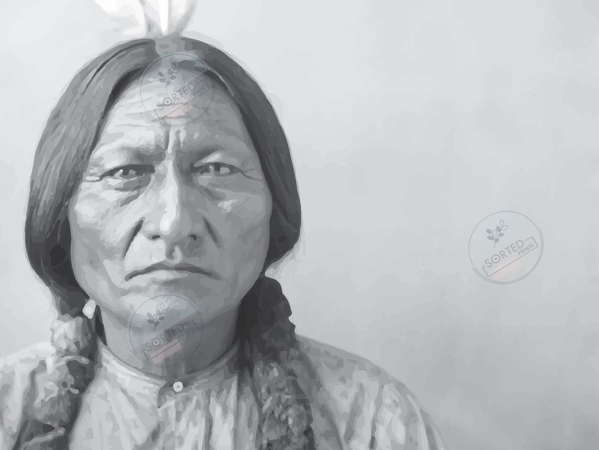 Sitting Bull Poster – Black and White Native American Wall Art, Vintage History Print, Indigenous Warrior Digital Download