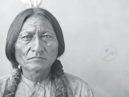 Sitting Bull Poster – Black and White Native American Wall Art, Vintage History Print, Indigenous Warrior Digital Download