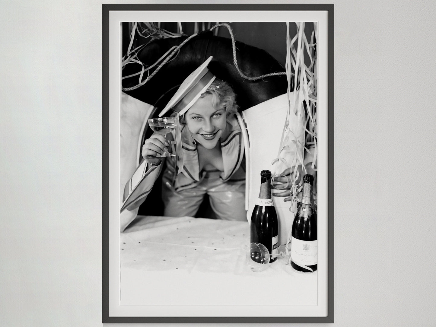 Woman Drinking Champagne Poster, Bar Cart Print, Black and White, Vintage Photography, Cocktail Wall Art, Alcohol Poster, Digital Download