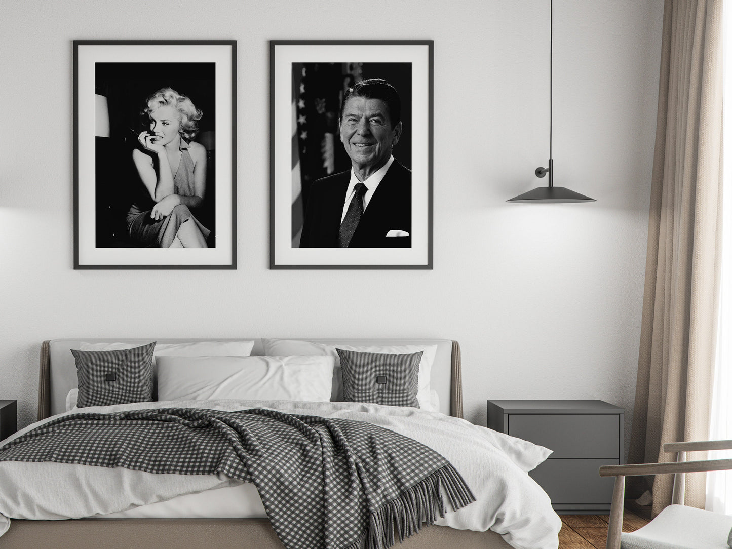 President Ronald Reagan Poster – Black and White Vintage Political Wall Art Digital Download