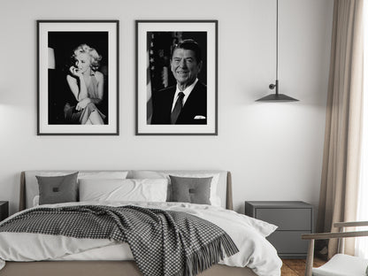 President Ronald Reagan Poster – Black and White Vintage Political Wall Art Digital Download