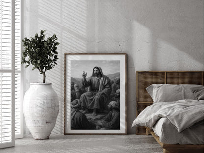 jesus teaching print bible scene poster christian wall art lds jesus portrait scripture inspired art faith decor digital download printable wall art poster, digital download
